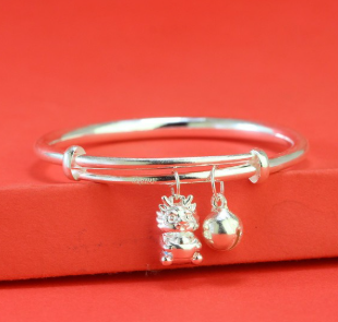 Lắc bạc cho trẻ sơ sinh khắc tên hình rồng bạc