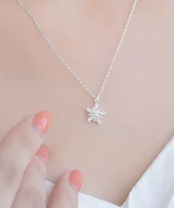 Dây chuyền nữ bạc S925 vòng cổ bạc nữ hình bông tuyết đính đá Snowflakes
